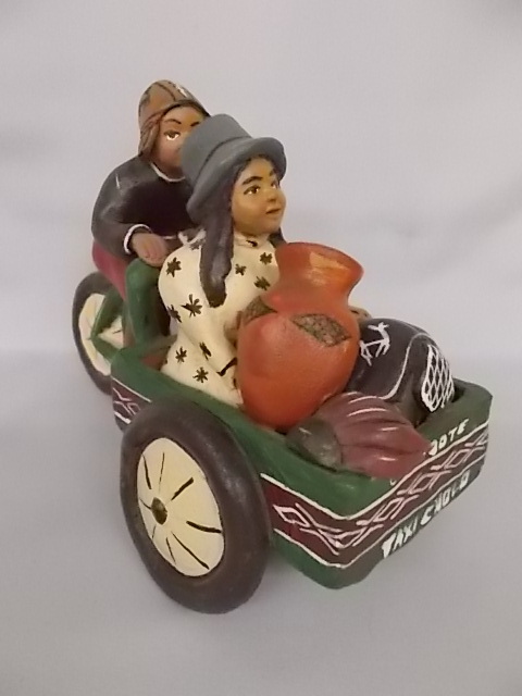 40 % de réduction ~ Pousse-pousse péruvien Tuk Tuk Taxi Choro Tricycle Céramique Vert Grand Ayacucho fait à la main, Articles faits à la main, intérieur, marchandises diverses, ornement, objet