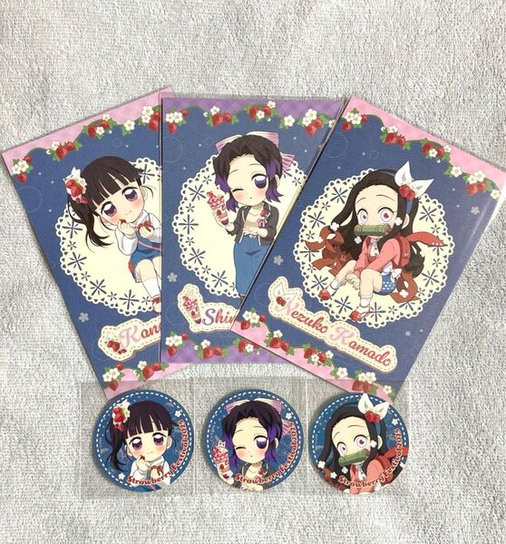 鬼滅の刃 栗花落カナヲ 胡蝶しのぶ 竈門禰豆子 ストロベリーフェスティバル ポストカード & ワッペン風 シール
