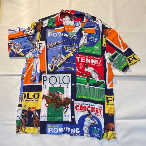 【タグ付 試着のみ】POLO RALPH LAUREN ポロ ラルフローレン 総柄 開襟 オリンピック 1992 Lサイズ シャツ