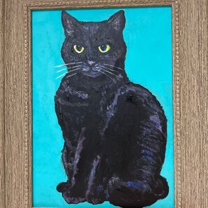黒猫 アクリル画