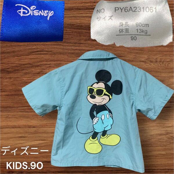 ディズニー ミッキーマウス 半袖シャツ キッズ 90 水色