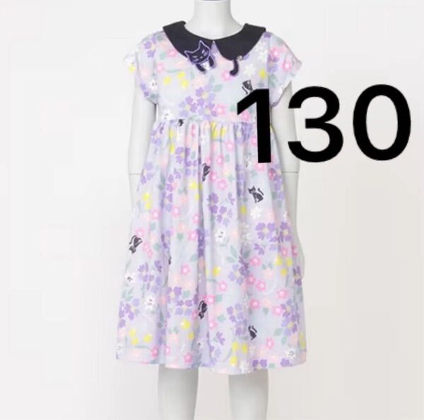 アナスイミニ ANNA SUI mini ネコ衿花柄プリントカットワンピース 130