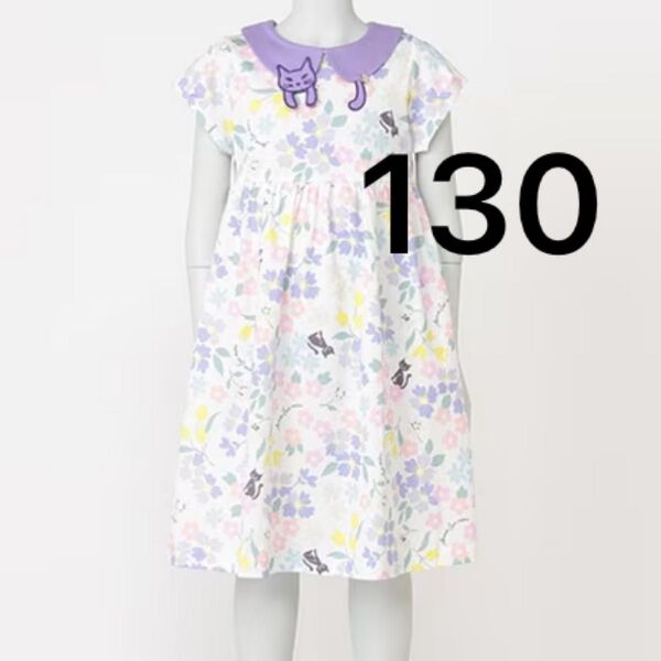 アナスイミニ ANNA SUI mini ネコ衿花柄プリントカットワンピース 130