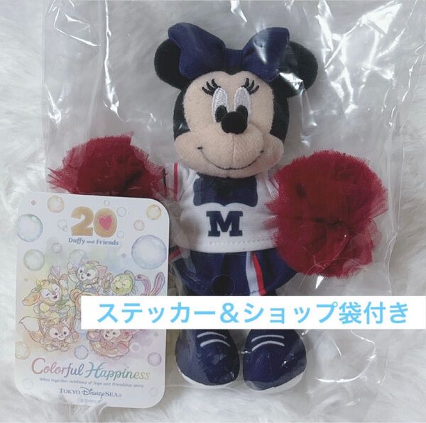 【ステッカー&ショップ袋付き】ディズニー チア シリーズ ミニー ぬいぐるみチャーム ネイビー 紺 1点