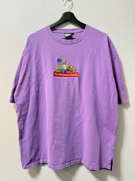【The Simpsons】シンプソンズファミリー 刺繍Tシャツ ラベンダーカラー Lサイズ