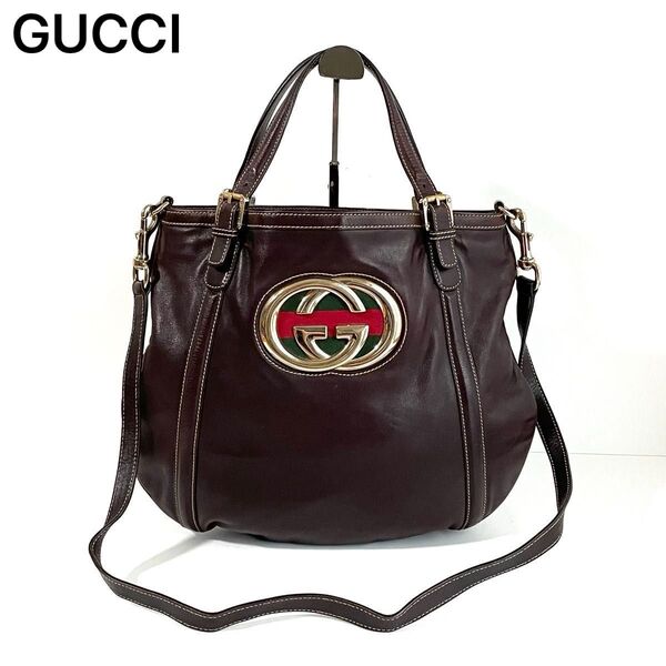 【美品】GUCCI グッチ 2way トートバッグ ニューブリット シェリーライン