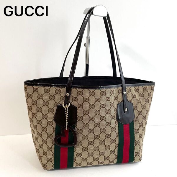 【美品】GUCCI グッチ トートバッグ ワン ショルダーバッグ GGキャンバス×レザー