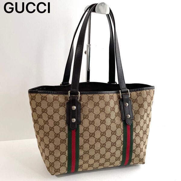 【良品】GUCCI グッチ トートバッグ ワン ショルダーバッグ GGキャンバス×レザー