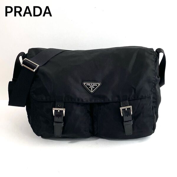 【極美品〜美品】PRADA プラダ ショルダーバッグ ナイロン×レザー ダブルベルト