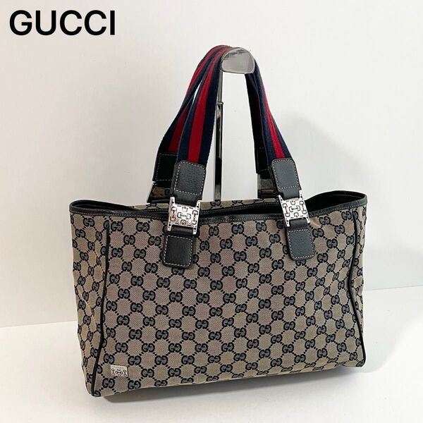 【良品】GUCCI グッチ ハンドバッグ トートバッグ GGキャンバス×レザー