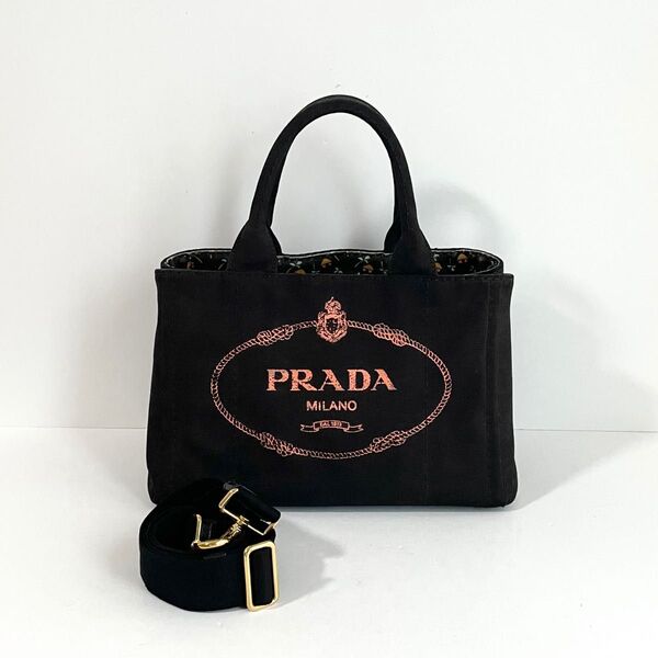 【美品】PRADA プラダ 2way カナパ トートバッグ キャンバス Sサイズ