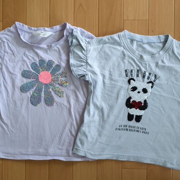 スパンコール Tシャツ 2枚セット 120 女の子