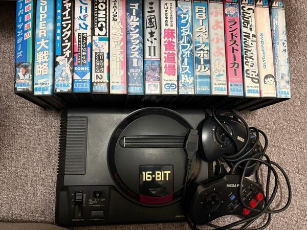 動作未確認 ジャンク扱い SEGA メガドライブ 16-BIT 本体 コントローラー2個 ソフト16本