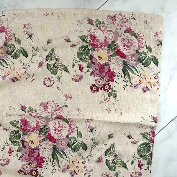 未使用品 ハンドメイド テーブルクロス マルチカバー 花柄 アンティークローズブーケ柄