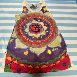 アジアンタンクトップ2点で150円引き。レディース アジアン エスニック タンクトップ ワンピース ハス クリーム ベージュ M