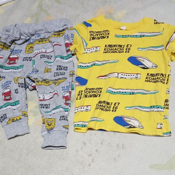 キッズ 電車柄 半袖Tシャツ 、スウェットズボン 上下セット 95cm バラ売り可能です クーポンでお得にどうぞ