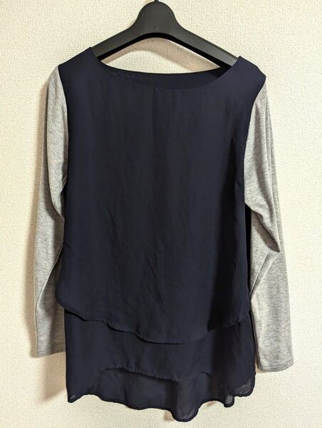 長袖 カットソー ブラウス ネイビー トップス Lサイズ チュニック カットソー 長袖 プルオーバー