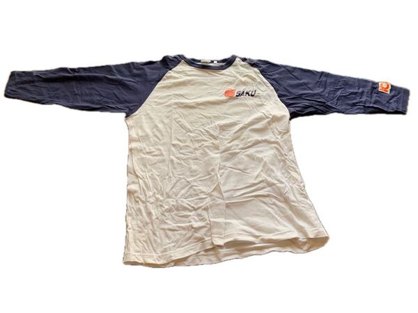 SAKU ラグランTシャツ 七分袖 ホワイト/ネイビー桜庭和志