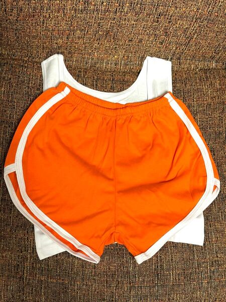 【ほぼ新品】オレンジカラー ショートパンツ スポーツショーツ フリーサイズ 短パン ハーフパンツ