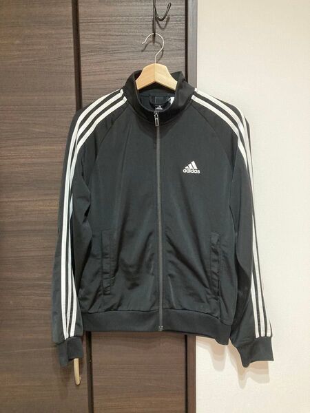 adidas ジャージ 黒 白ライン入り トラックジャケット