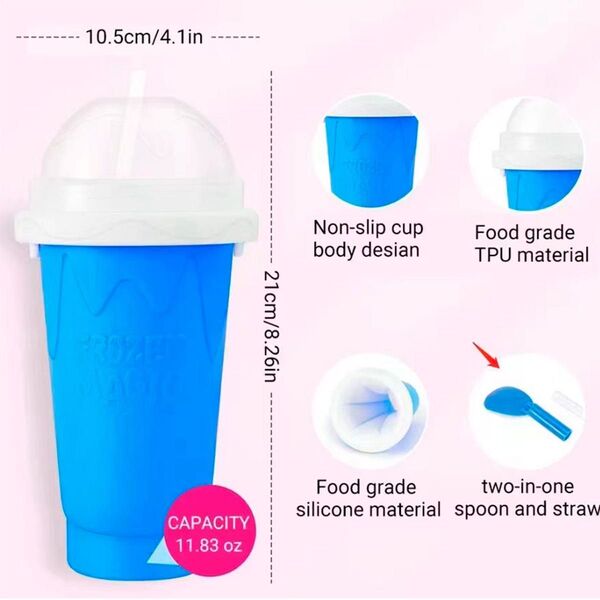 手動 かき氷機 アイスクリームメーカー 電気不要 保冷 スブーン ストロー付き
