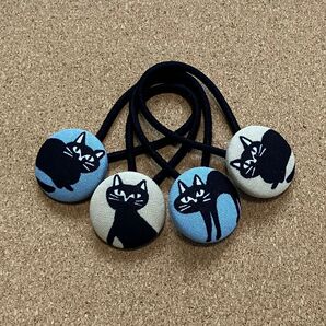 ヘアゴム くるみボタン ハンドメイド ねこネコ猫アニマル柄子供親子姉妹お揃いセット大人