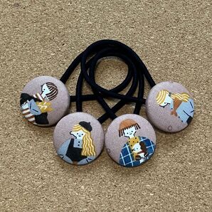 くるみボタン ハンドメイド ヘアゴム ナチュラルファッション女の子ガーリー子供親子姉妹おそろいセット大人