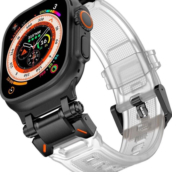 【残僅】透明黒 Apple Watch AppleWatch アップルウォッチ ベルト バンド カバー ケース 44 45 46