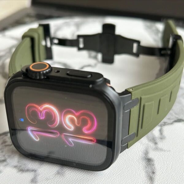 ケース付き緑黒高級Dバックル【絶対最安】Apple Watch AppleWatch アップルウォッチ ベルト バンド カバー