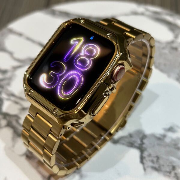 GOLD これも【絶対最安】ケース付き Apple Watch AppleWatch アップルウォッチ ベルト バンド カバー