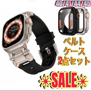 ケース付き【絶対最安】黒メカ ultra Apple Watch AppleWatch アップルウォッチ ベルト バンド カバー