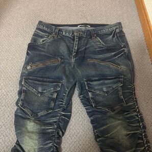 MENZ-STYLE デニムパンツ カーゴ 美脚 ストレッチ スリム Lサイズ