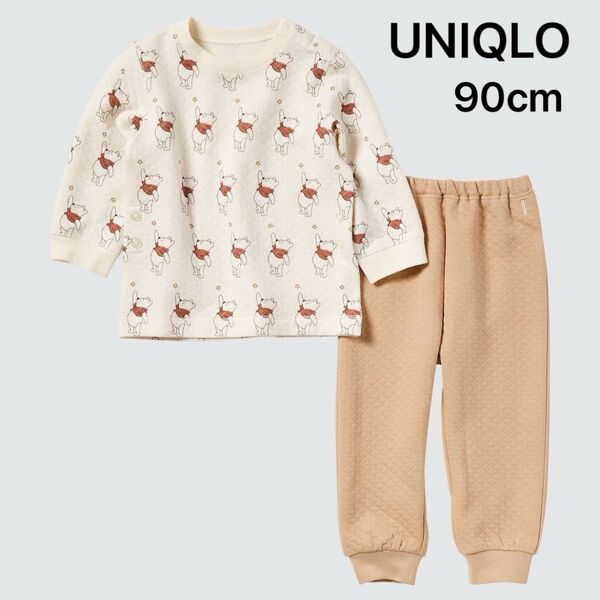 UNIQLO ユニクロ キルトパジャマ 長袖 パジャマ くまのプーさんコレクション 長袖パジャマ 女の子 上下セット 90cm