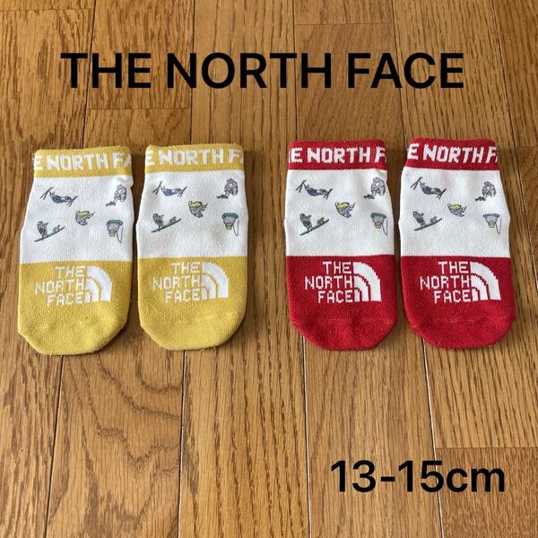 THE NORTH FACE 靴下 13-15cm ソックス キッズ 男女兼用 クリーニング済 レッド イエロー