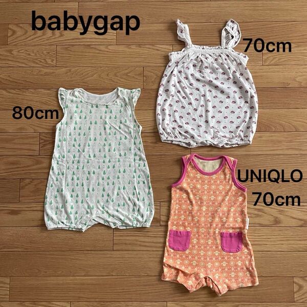 ユニクロ babyGap ショートオール ベビー服 半袖 80cm 70cm ひつじのショーン 3点おまとめ