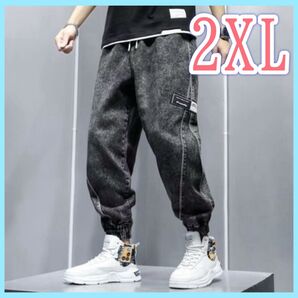 パンツ デニムパンツ ジーンズ ジョガーパンツ メンズ ブラック 黒 2XL