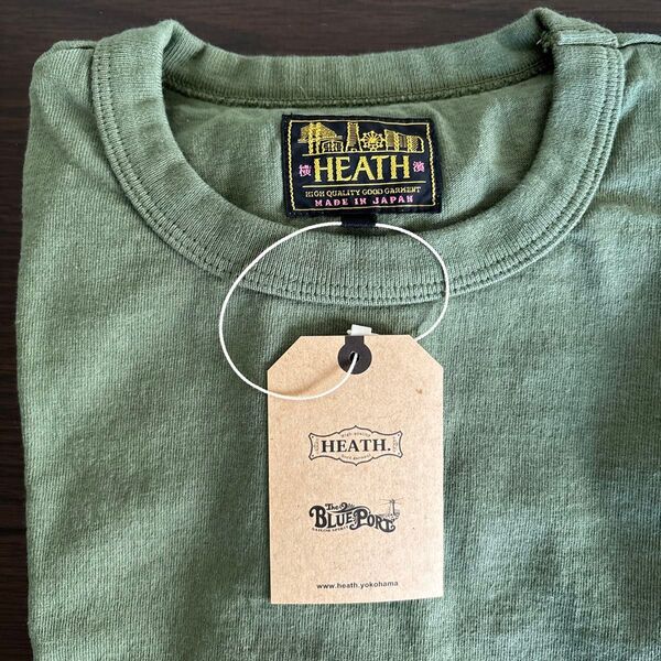 横浜アメカジショップ HEATH. The BLUE PORT オリジナルTシャツ オリーブグリーン 新品未使用 日本製