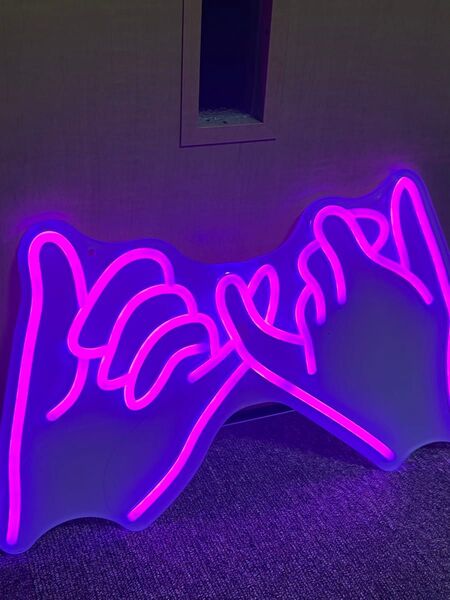 ネオンサイン ピンク 紫 指切りげんまん LEDライト