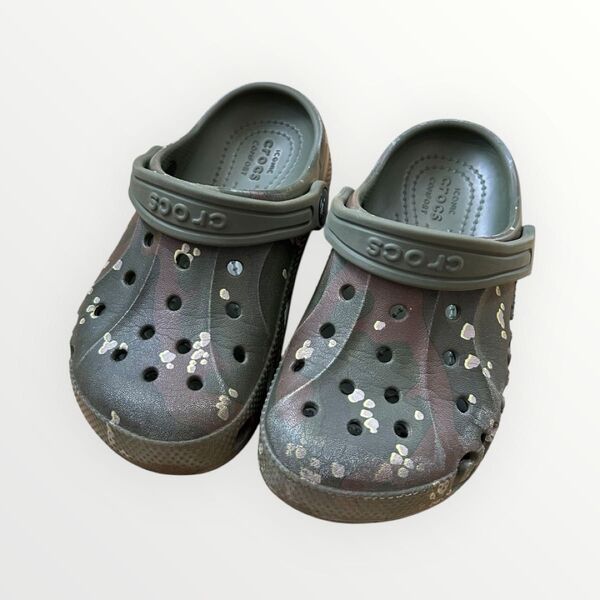 CROCS クロックス キッズ カモフラ 迷彩 18cm C11 サンダル グリーン