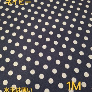 セブンベリー ドット柄 ラメ柄 綿麻キャンバス生地 1M ネイビー 日本製 水玉柄 ラメ ラメ レトロ ドット柄 ドット小 水玉小