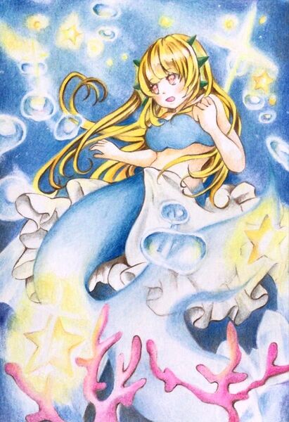 色鉛筆イラスト原画「流れ星」
