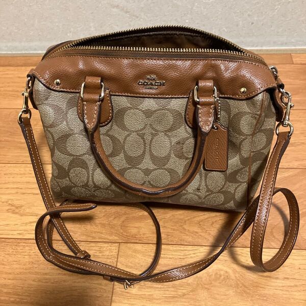 COACH コーチ 2wayバッグ ミニシグネチャー ベージュ×ブラウン
