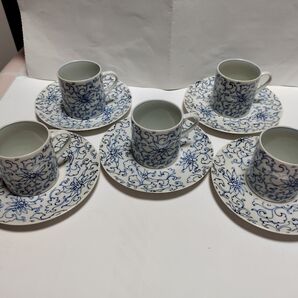 たち吉 京唐草 カップ&ソーサー デミタス カップ 5客 セット