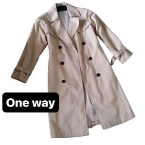one way ワンウェイ ロングトレンチコート ベージュ 上品 シンプル レディース 可愛い カジュアル フォーマル お洒落