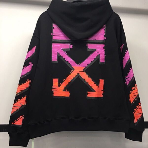 【最終値下げ!!】off White 正規品 オフホワイト☆クロスアロー パーカー 黒 ブラック 両面ロゴ 袖ロゴ