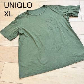 ユニクロ UNIQLO エアリズム AIRismコットン 半袖 カーキ 緑 メンズ Tシャツ 半袖Tシャツ カットソー 無地 XL