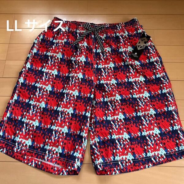 メンズ水着 海水パンツ ハーフパンツ LLサイズ 新品 未使用 タグ付き レッド系