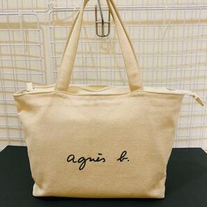 【美品】 agnes b アニエスベー ハンドバッグ トートバッグ バッグ ベージュ 帆布