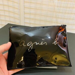 【未使用美品】 agnes b アニエスベー ポーチ 化粧ポーチ 小物入れ ポリ系 ブラック