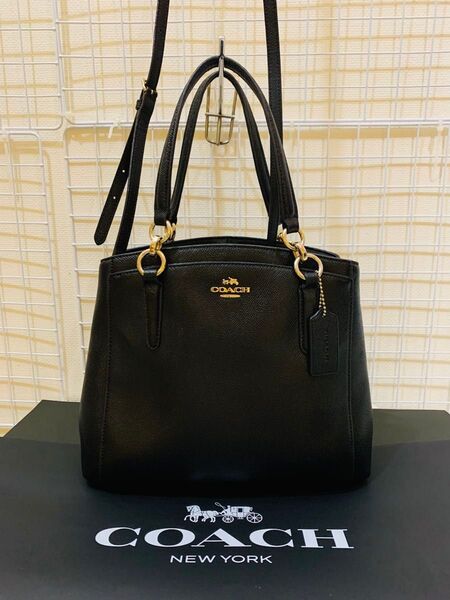 【まあまあ美品】COACH コーチ 2way ショルダーバッグ トートバッグ レザー ブラック